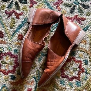 Free People Royale D’orsay Flat Brown Leather Slip-On Shoes